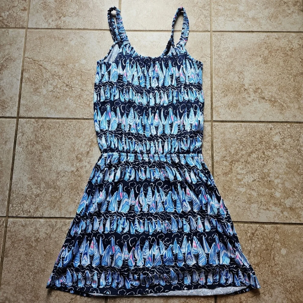 Lilly Pulitzer Navy and Light Blue Printed Mini Dress/Romper - Picture 6 of 11